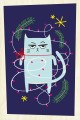 Drewniana kartka okolicznościowa - Kocham święta, kot