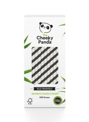 Jednorazowe słomki bambusowe do napojów, czarno-białe, 250 szt. / Cheeky Panda