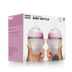 2 antykolkowe butelki silikonowe 150 ml Pink NEWBORN / Comotomo