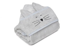 Duży bambusowy ręcznik light grey - cat / My Memi