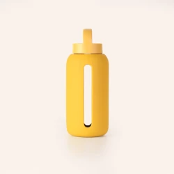 Szklana butelka do monitorowania dziennego nawodnienia Day Bottle - MUSTARD / BINK