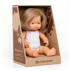 Lalka dziewczynka Europejka Ciemny Blond 38cm Miniland Doll