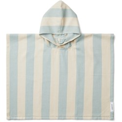 Ponczo Roomie stripes: Sea blue-Creme de la creme / Liewood