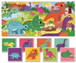 Baby puzzle - dwustronne puzzle dla najmłodszych - DINOZAURY / Ludattica