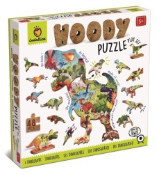 WOODY PUZZLE – drewniane puzzle konturowe – DINOZAURY / Ludattica