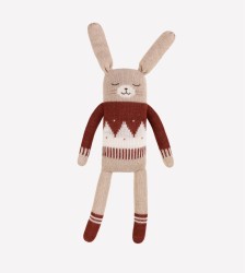 Duży dziergany królik z wełny alpaki - sienna jacquard sweater / Main Sauvage