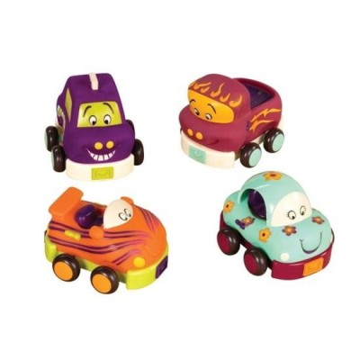 Wheeee-ls! – zestaw 4 autek z napędem z fioletem i miętą / B.Toys BX1480Z 
