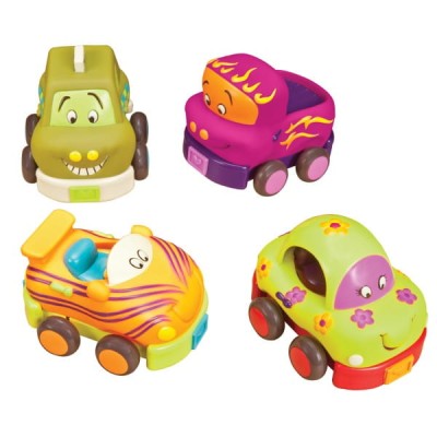 Wheeee-ls! – zestaw 4 autek z napędem wersja z zielenią / B.Toys