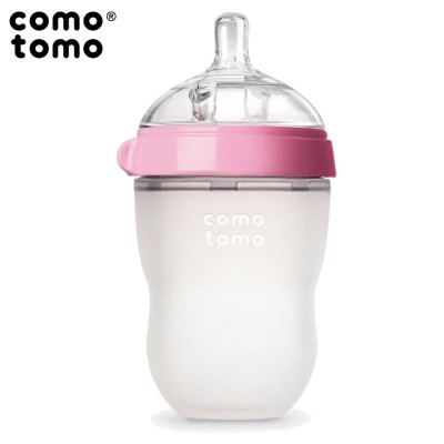 Antykolkowa butelka silikonowa 250 ml Pink BABY / Comotomo