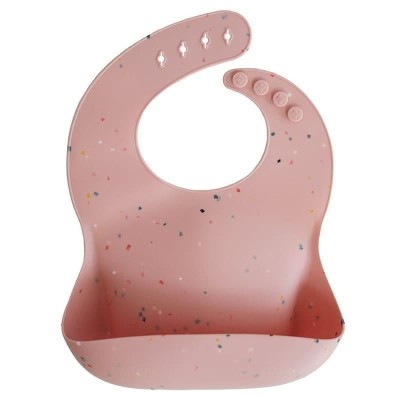 Śliniak silikonowy Powder Pink Confetti / Mushie