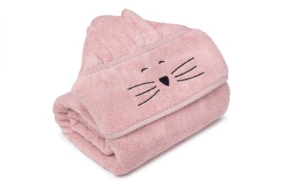 Duży bambusowy ręcznik powder pink - cat / My Memi 