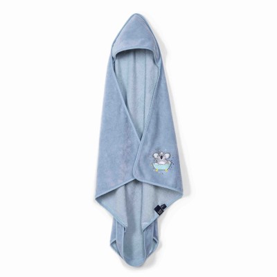 Bambusowy ręcznik newborn - DUSTY BLUE, HELLO WORLD / La Millou 