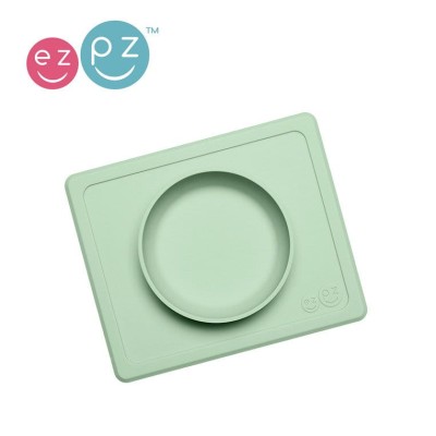 Silikonowa miseczka z podkładką 2w1 Mini Bowl pastelowa zieleń / EZPZ  