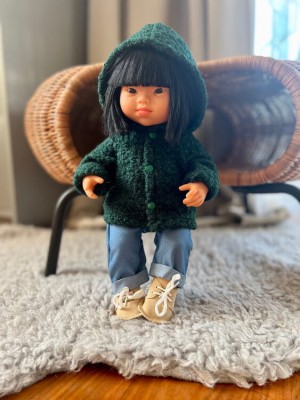 Wełniana kurtka dla lalki Miniland - Butelkowa zieleń rozmiar 38
