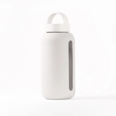 Szklana butelka do monitorowania dziennego nawodnienia Day Bottle - WHITE / BINK