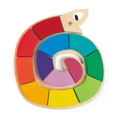 Drewniana zabawka - Kolorowy wąż, kolory i kształty / Tender Leaf Toys