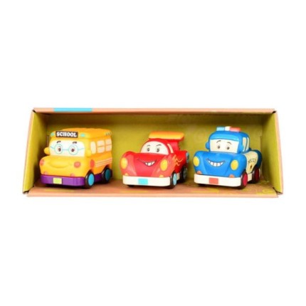 Mini Wheeee-ls! – zestaw 3 mini autek z napędem z wyścigówką / B.Toys BX1657Z