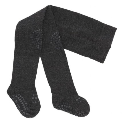Antypoślizgowe rajstopy do raczkowania i nauki chodzenia WOOL Dark Grey Melange / GoBabyGo