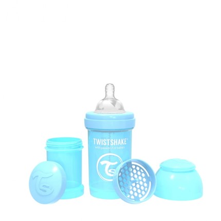 Antykolkowa butelka do karmienia 180 ml, niebieska pastelowa / Twistshake