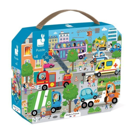 Puzzle w walizce Miasto 36 elementów 4+ / Janod J02644