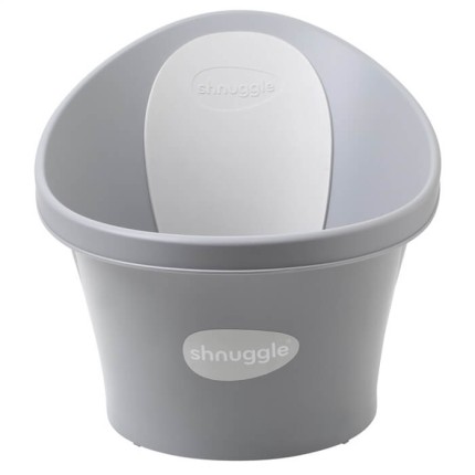 Wanienka z  odpływem i piankowym oparciem - Pebble Grey / Shnuggle Baby