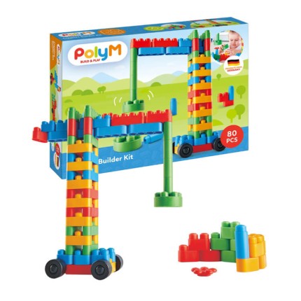 Klocki konstrukcyjne Zestaw kreatywny Pojazdy budowlane 80 el., 18m+ /  PolyM