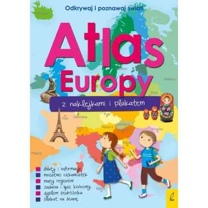 Atlas Europy z naklejkami i plakatem / Wydawnictwo Wilga