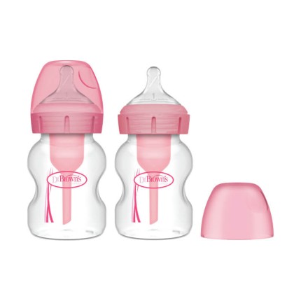 Butelki szeroka szyjka 150 ml Options+, 2 szt. - różowe /  Dr Brown's