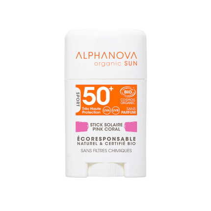 Krem z filtrem w sztyfcie, SPF50+, Pink Coral, 12 g / Alphanova Sun
