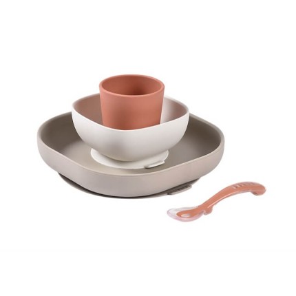 Komplet naczyń z silikonu z przyssawką Terracotta / Beaba