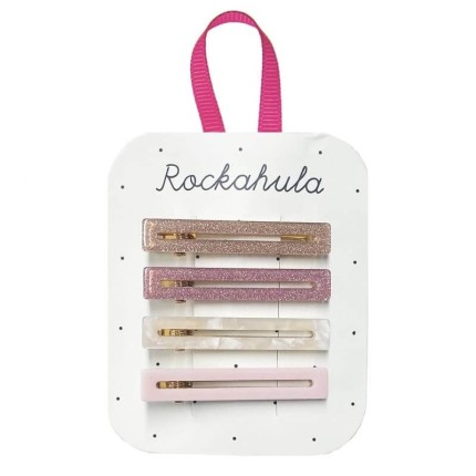 Spinki do włosów Retro Acrylic Bar Pink / Rockahula Kids