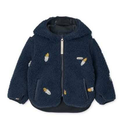 Polarowa kurtka Mara z uszami - rocket, classic navy, embroidery / Liewood