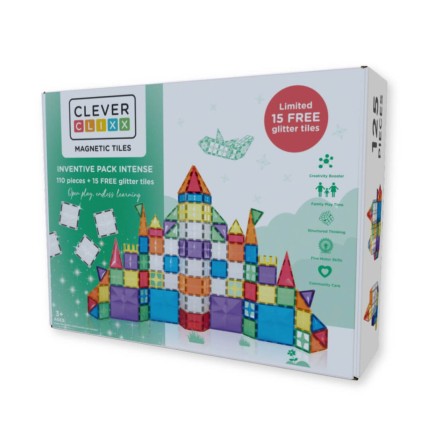 Klocki magnetyczne Inventive Pack Intense 110 el. + 15 el. gratis / Cleverclixx