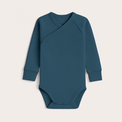 Body kopertowe z prążkowanej dzianiny z długim rękawem - Royal Blue / Babysteps