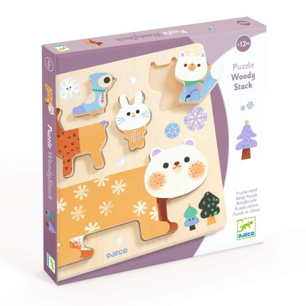 Drewniane puzzle ZWIERZĄTKA ZIMĄ / Djeco