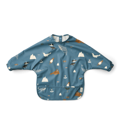 Wodoodporny śliniak z rękawkami Merle - arctic sea, ocean view / Liewood