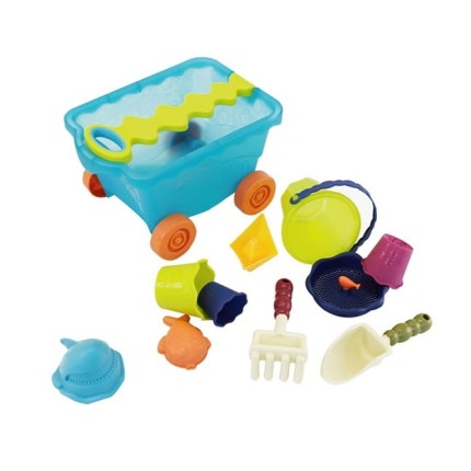 Wavey–Wagon – niebieski wózek, wagonik z akcesoriami do piasku / B.Toys BX1596Z