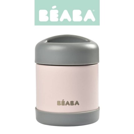Pojemnik - termos obiadowy ze stali nierdzewnej z hermetycznym zamknięciem 300 ml - dark mist, light pink/ Beaba