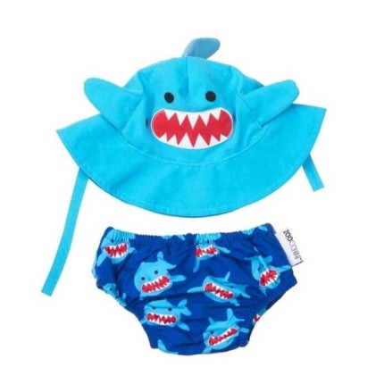 Pieluszka kąpielowa + czapka Rekin 3-6 mies. / Zoocchini