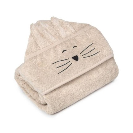 Duży bambusowy ręcznik beige - cat / My Memi