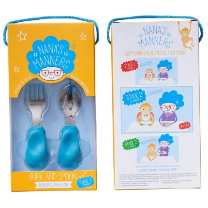 Widelec i łyżka 1-3 lat, ETAP 2 - blue / Nanas Manners