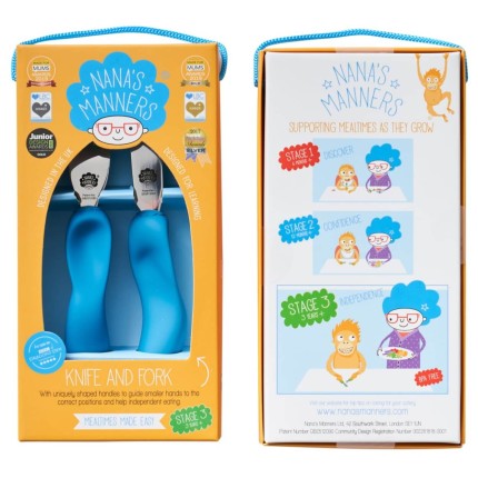Sztućce kształtujące chwyt 3-9 lat, ETAP 3 - blue / Nanas Manners