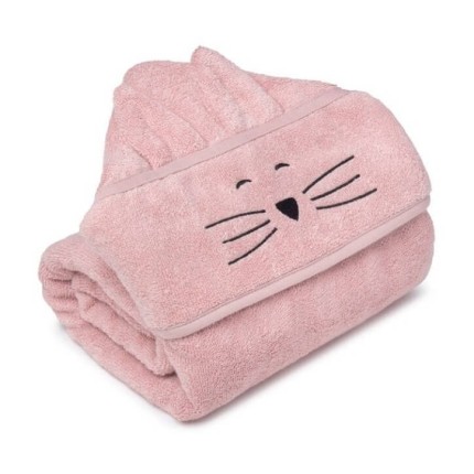 Duży bambusowy ręcznik powder pink - cat / My Memi