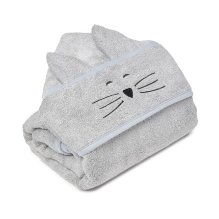 Duży bambusowy ręcznik light grey - cat / My Memi