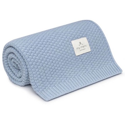 Kocyk ze 100% wełny merino baby blue - premium collection / My Memi