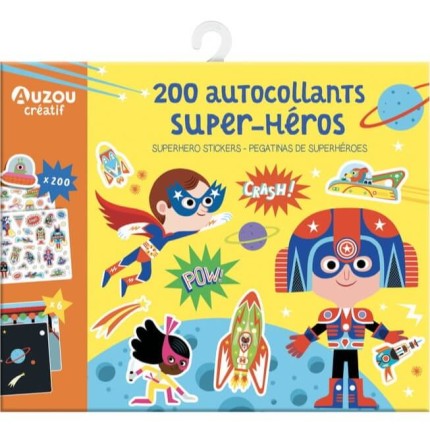 Zestaw 200 naklejek Super bohaterowie z planszami / Auzou