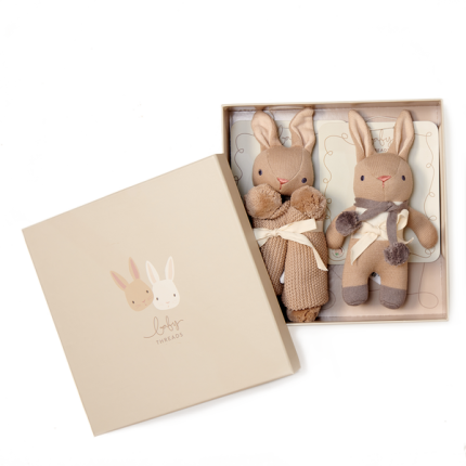 Zestaw prezentowy z bawełny organicznej, Taupe Bunny / ThreadBear