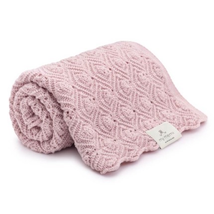 Kocyk ze 100% wełny merino powder pink Pearl - premium collection / My Memi