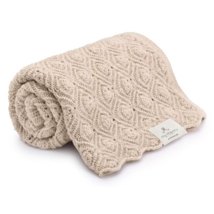 Kocyk ze 100% wełny merino warm beige Pearl - premium collection / My Memi