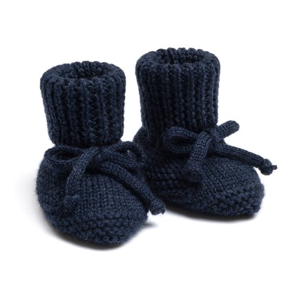 Buciki niemowlęce merino - dark blue / Pink no More